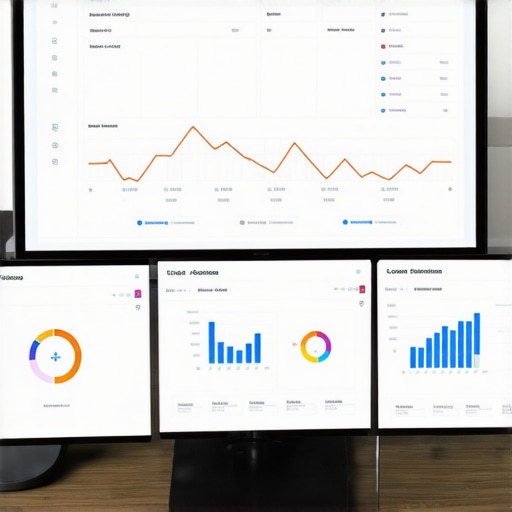 A computer workspace with local SEO analytics dashboards and ranking tools.
