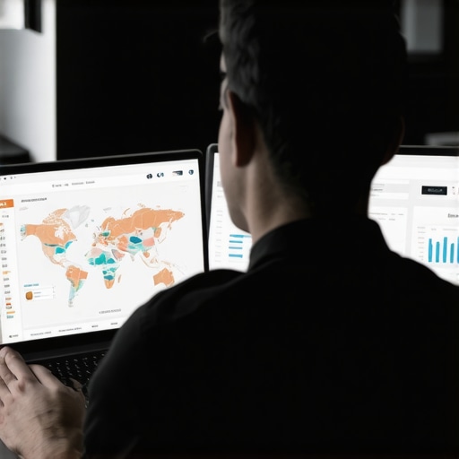Map SEO Strategy Analysis Business strategist reviewing map ranking data on laptop for local SEO improvements