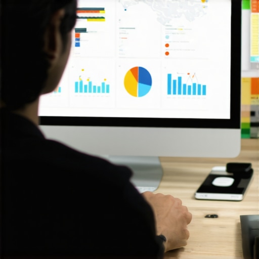 An individual reviewing local SEO analytics on a computer to maintain map pack rankings.