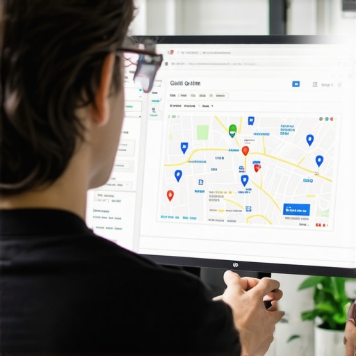 Person reviewing local map ranking data on a laptop.