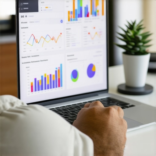 Digital marketer analyzing SEO data Person reviewing local SEO analytics on a laptop