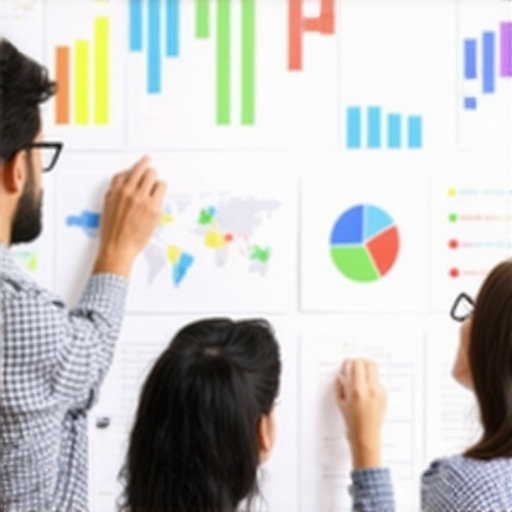 Team analyzing local maps and SEO charts in a strategy session.