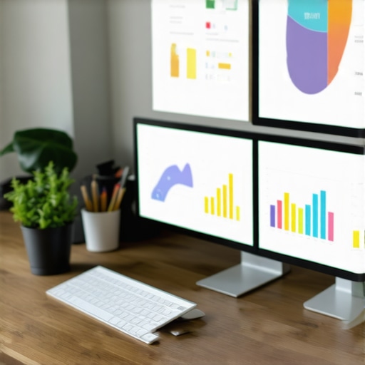 A workspace with multiple screens showcasing local SEO analytics and tools