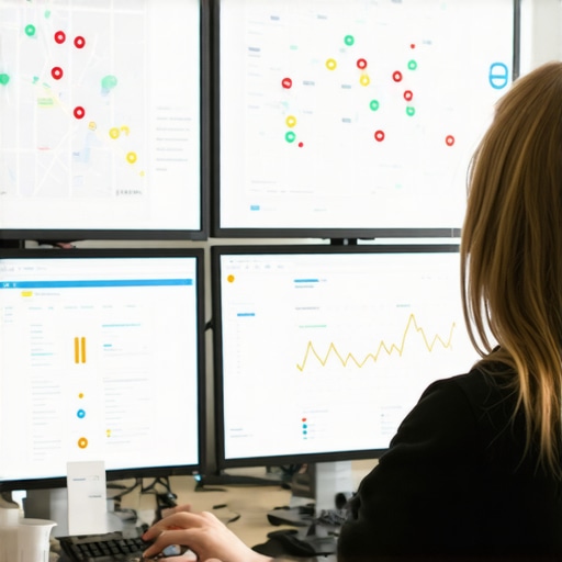 Tools for Long-Term Map SEO Maintenance An analyst using computer screens with local SEO dashboards and citation management tools